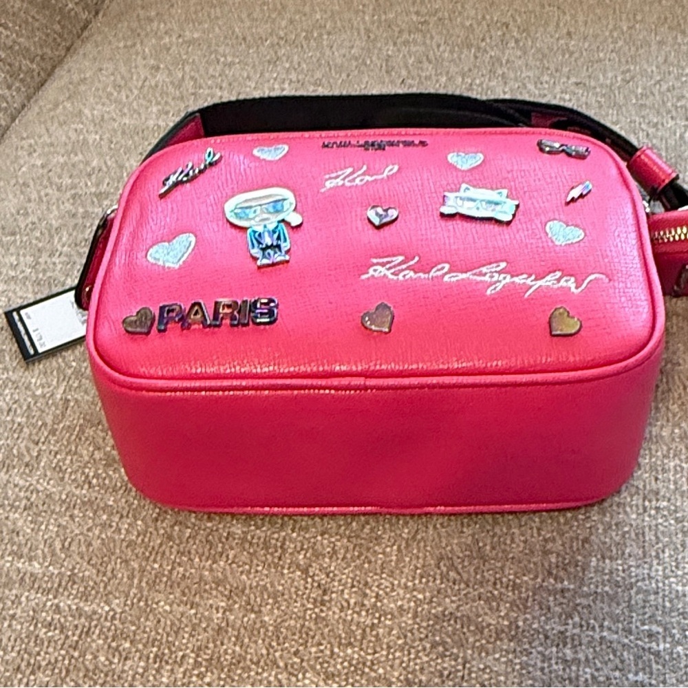 Karl Lagerfeld Hot Pink Fuchsia Iridescent Charm Crossbody Bag, NWT, # LH5EK9BJ - Picture 8 of 10